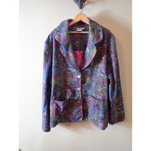 Parsley & Sage Embroidered Jacket Blazer XL Multicolored Ornate Quirky Unique